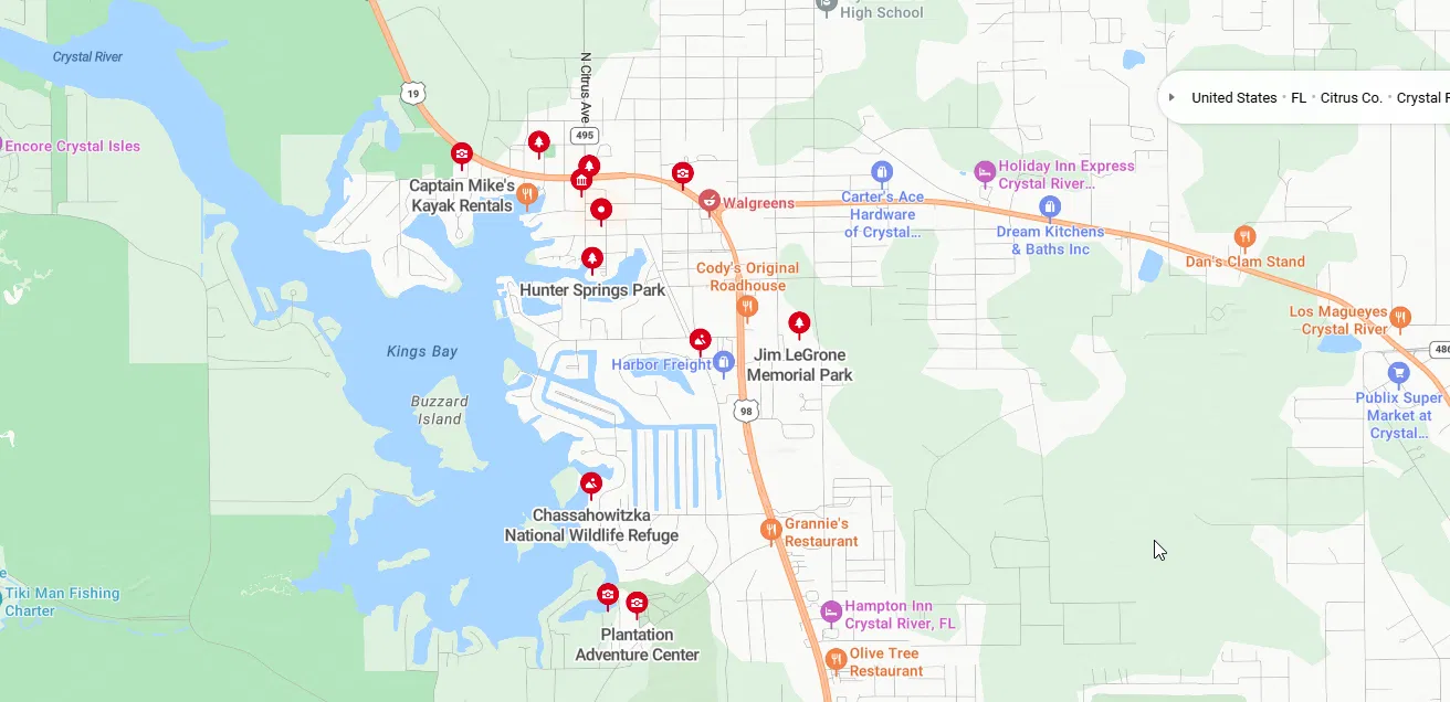 Crystal River To Do Map